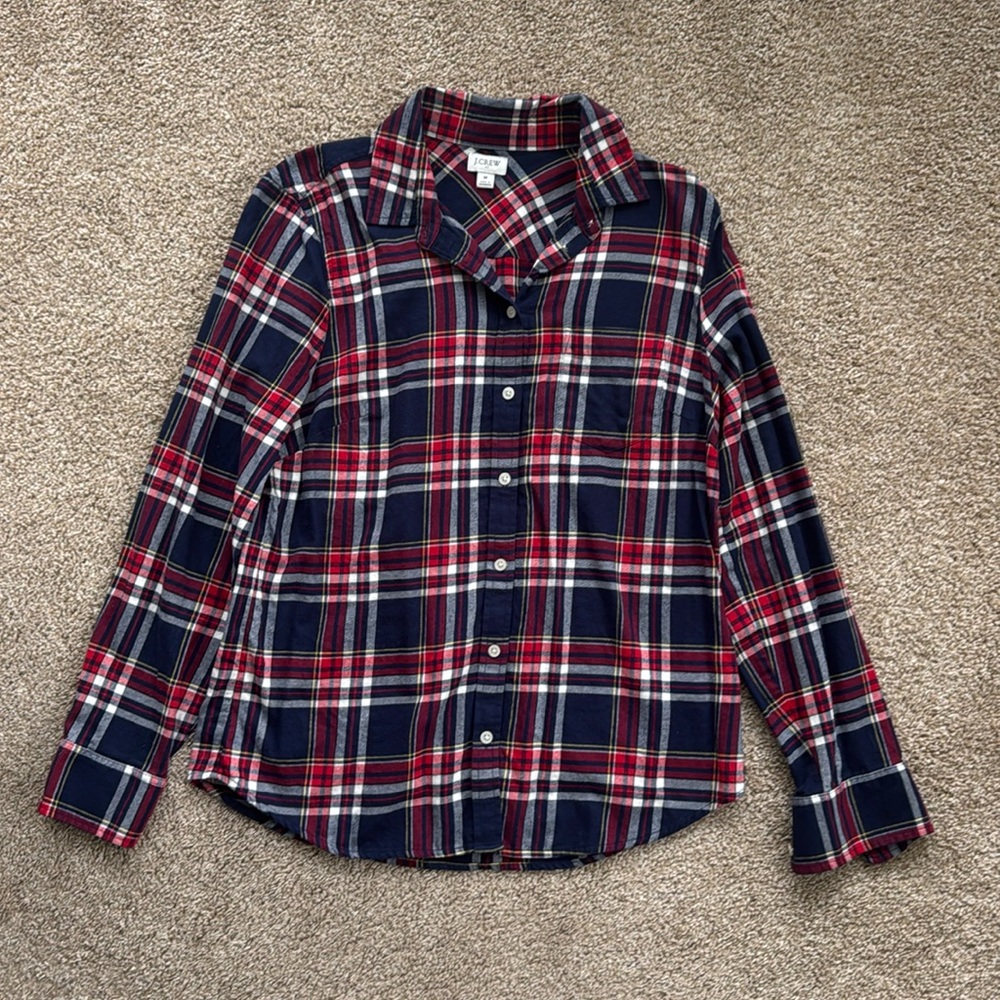 Red & Blue Plaid Button Down J Crew like new! Medium